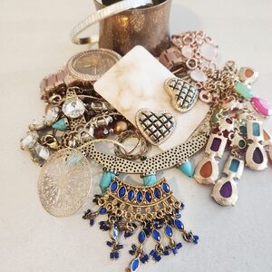 Gold-Tone Blue Pendant Statement Necklace - Women Jewelry